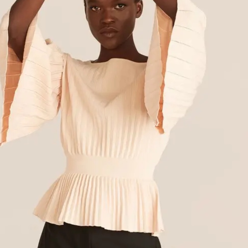 Rebecca Taylor Suppressed Waist Sweater Pleated Pink